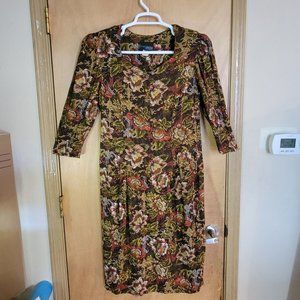💜RGY Dress Size 14 Brown Floral Vintage  80s 90s
